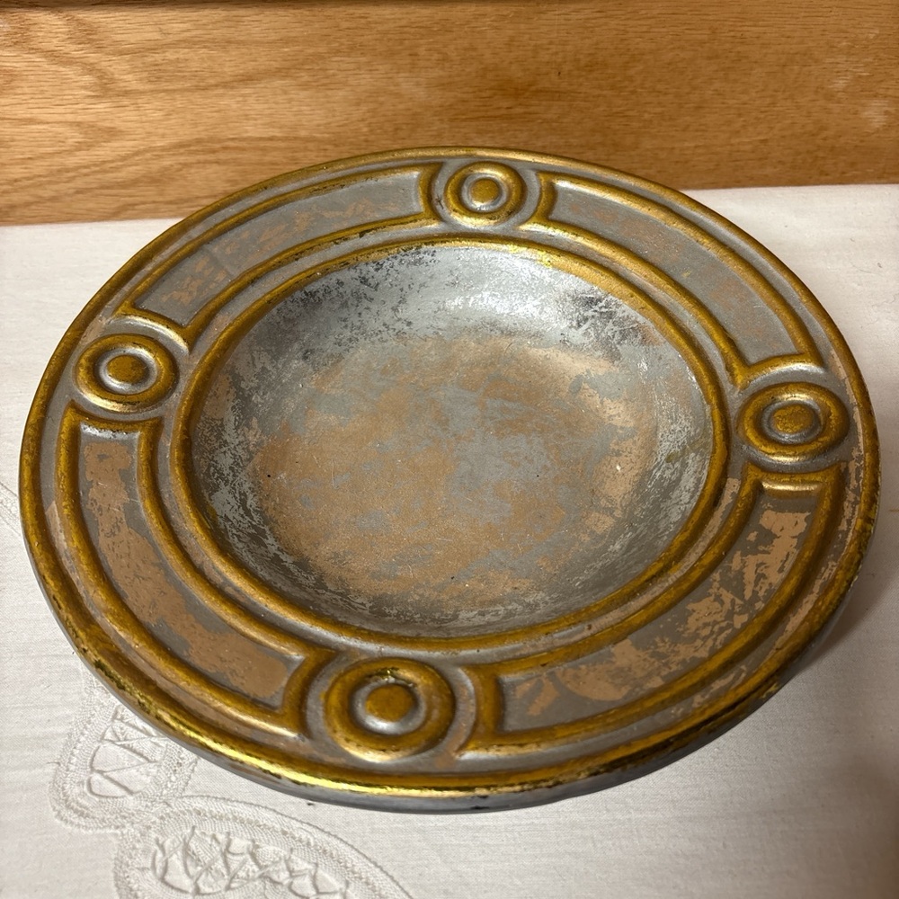 Elegant Gold and Silver Decorative Plate